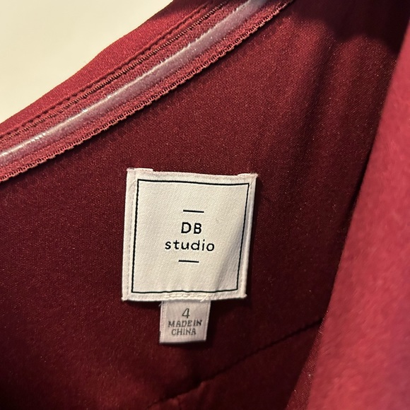 David’s Bridal ruched one-shoulder stretch crepe dress in color Cabernet - Picture 6 of 6